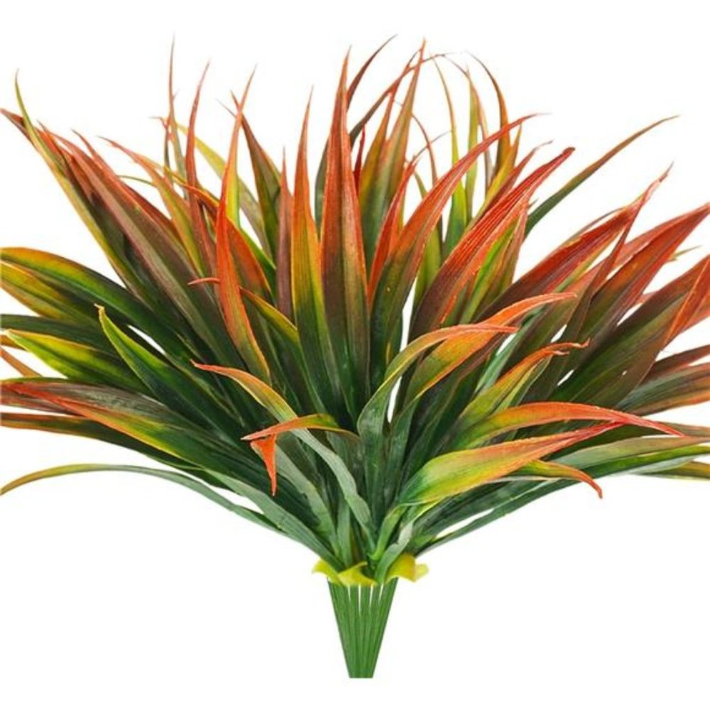6Pcs Artificial Grass Fake Plants 17.3in Outdoor Plastic Plants UV Resistant